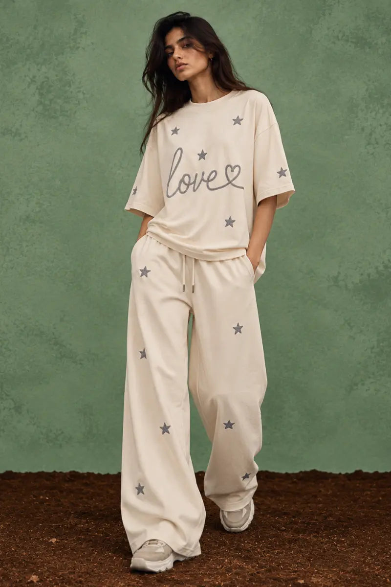 Love Among Stars Oversized Tee (Cream)