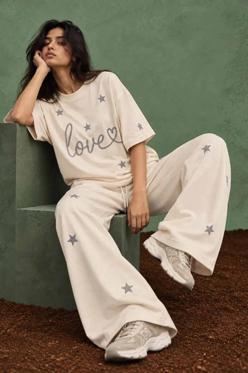 Love Among Stars Oversized Tee (Cream)