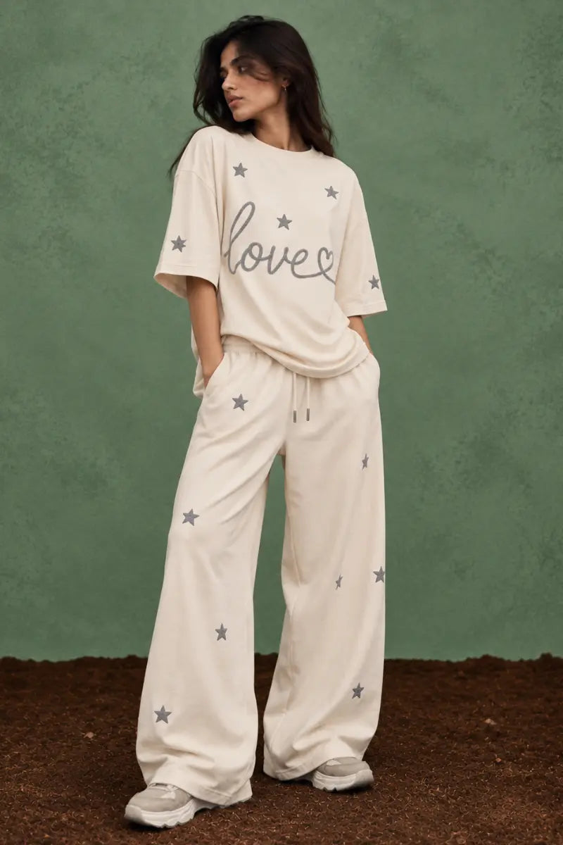 Love Among Stars Oversized Tee (Cream)