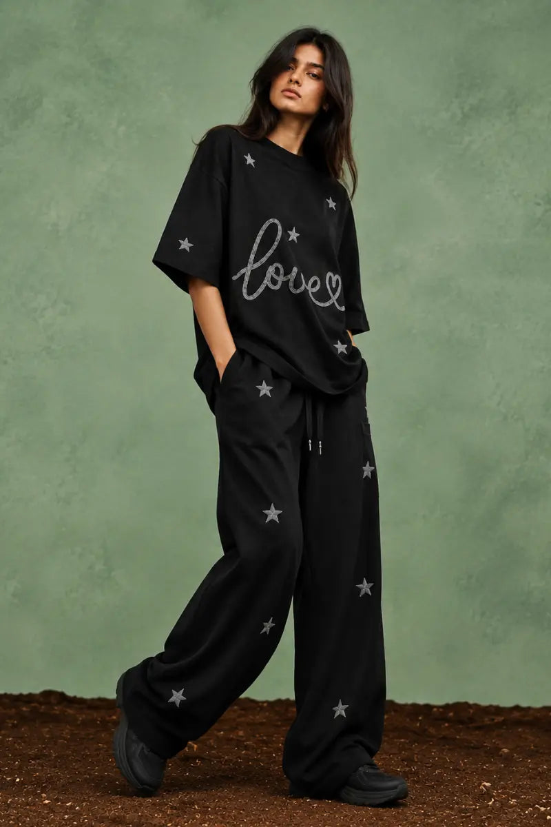 Love Among Stars Oversized Tee (Black)