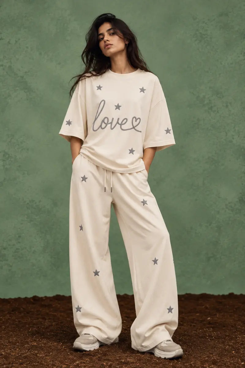 Love Among Stars Oversized Tee (Cream)